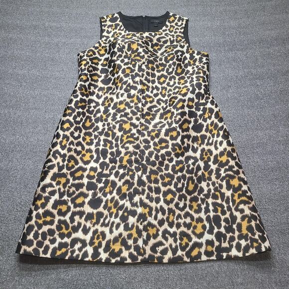 J.Crew Dress Womens 6 Leopard Print Sleeveless A-Line Fit & Flare Lined Back Zip - Picture 1 of 10